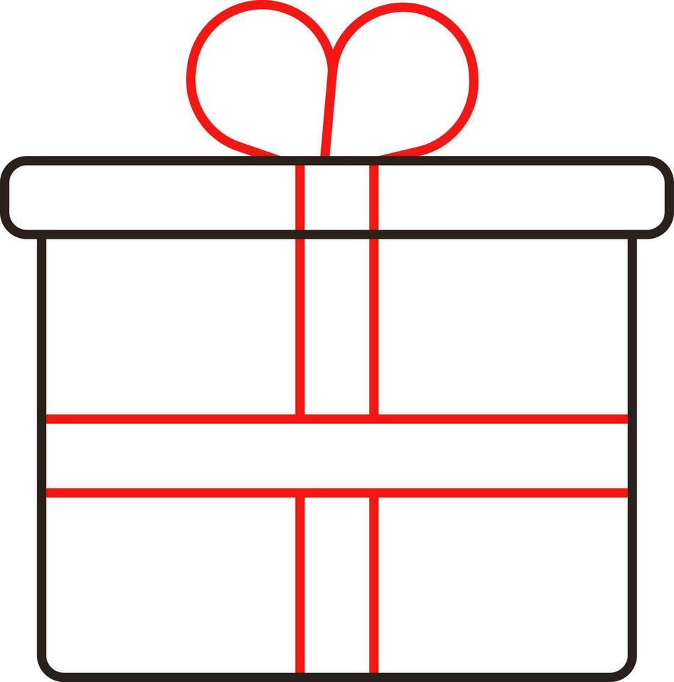 Thin Line Art Of Gift Box Red And Black Icon. vector