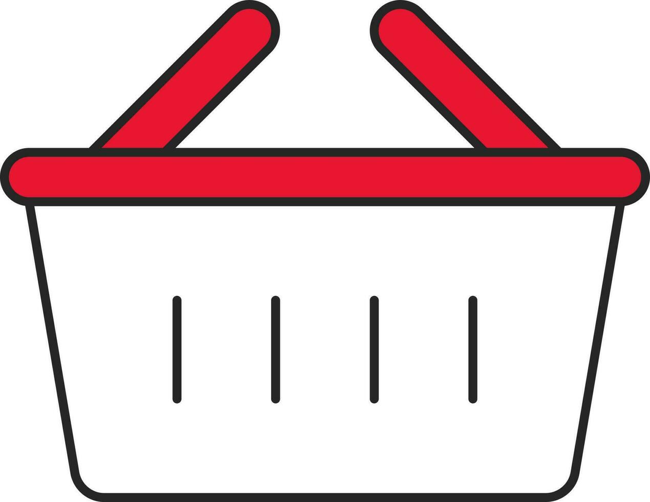 Blank Shopping Basket Icon In Red And White Color. vector