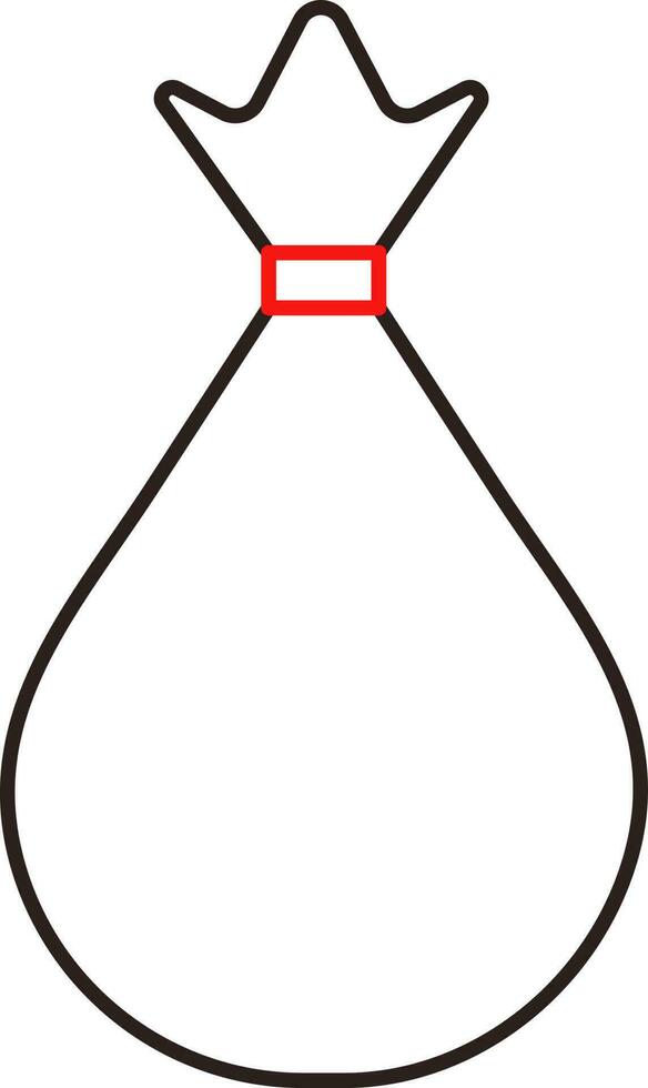 Isolated Money Bag Red And Black Linear Icon. vector
