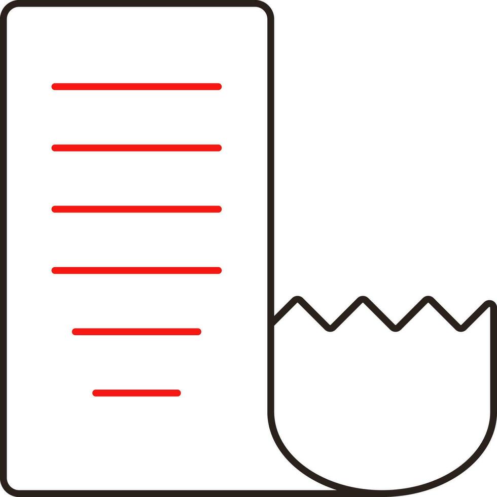 Lineal Style Scroll Invoice Icon In Red And Black Color. vector