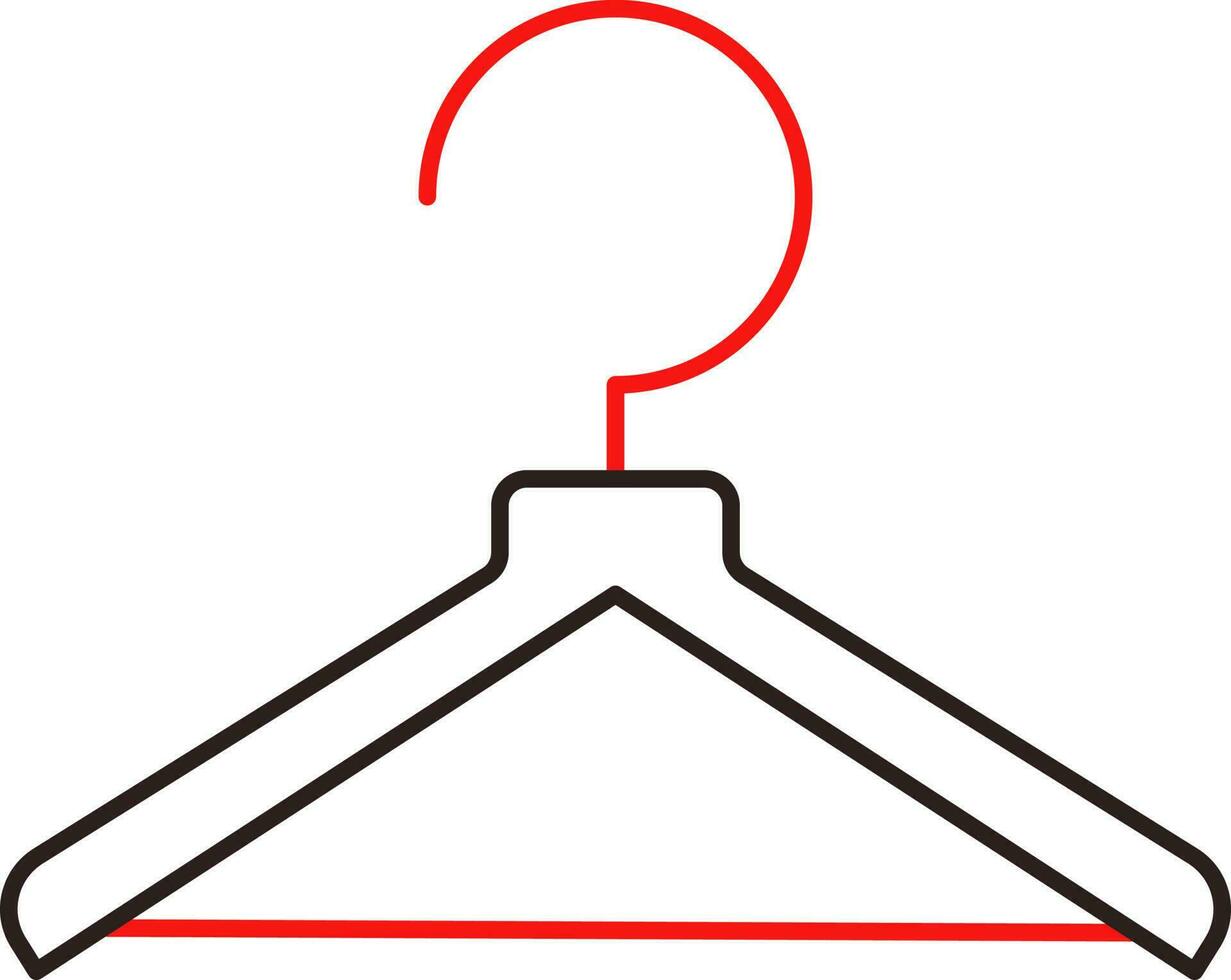 Red And Black Cloth Hanger Outline Icon. vector