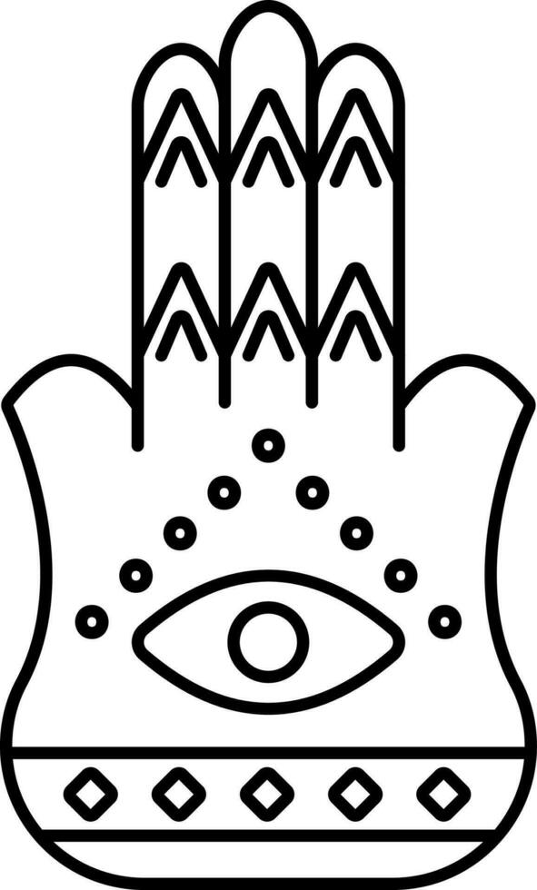 Hamsa Icon Or Symbol In Black Line Art. vector