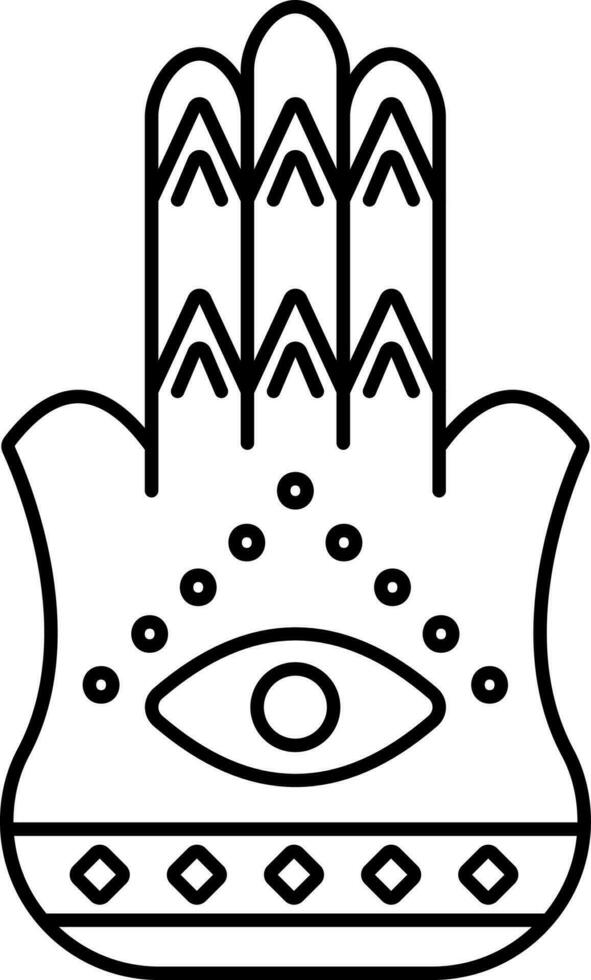 hamsa icono o símbolo en negro línea Arte. vector