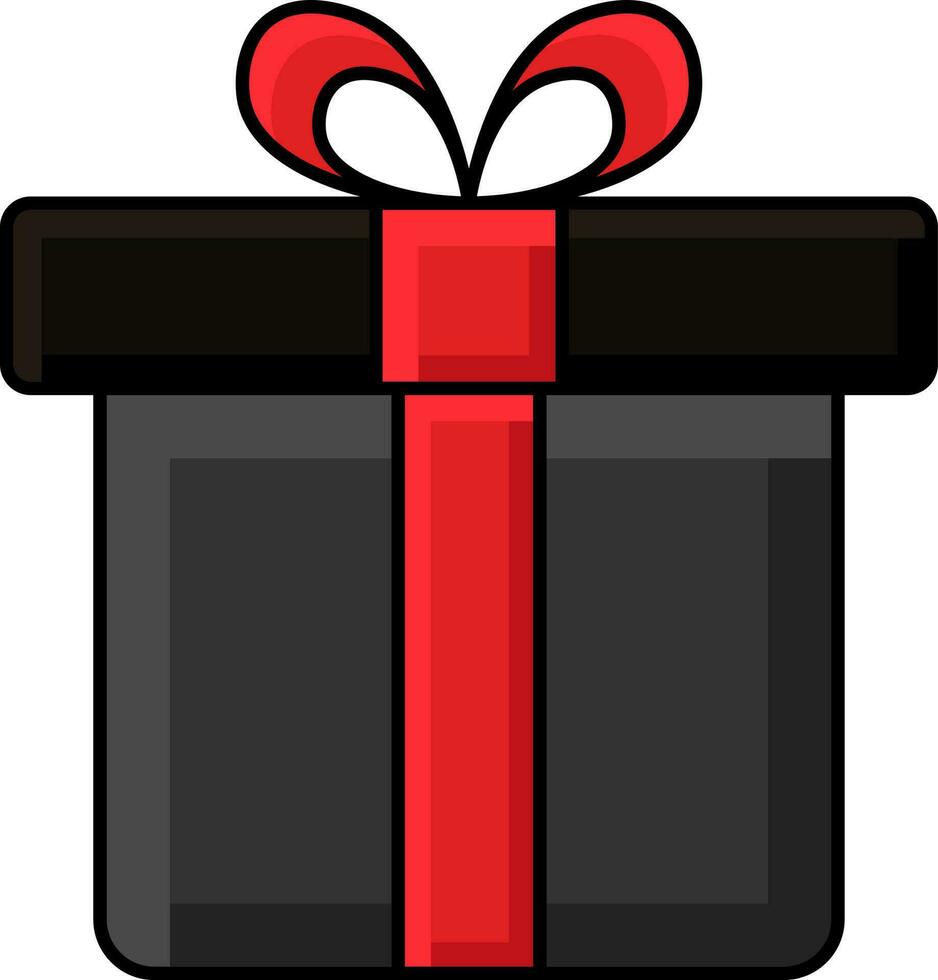 plano estilo regalo caja rojo y negro icono. vector