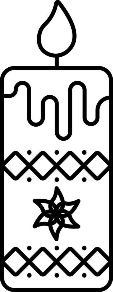 Diamond With Flower Decorated Candle Line Art Icon. vector