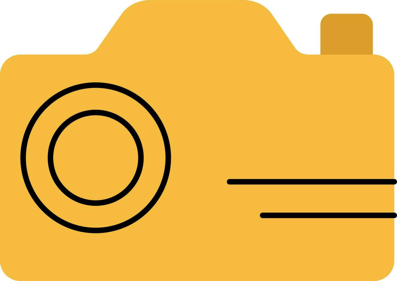 Isolated Camera Flat Icon In Yellow Color. vector