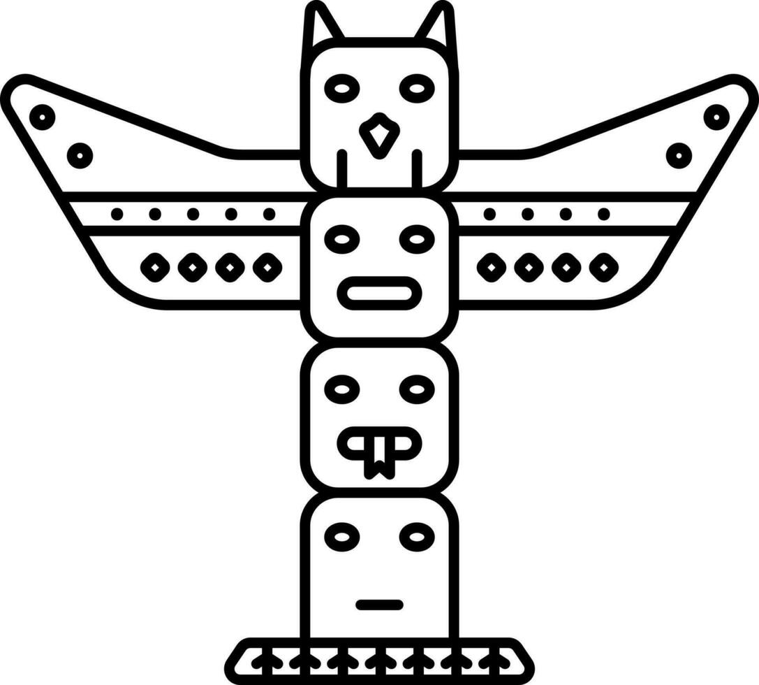 Black Line Art Illustration Of Totem Icon. vector