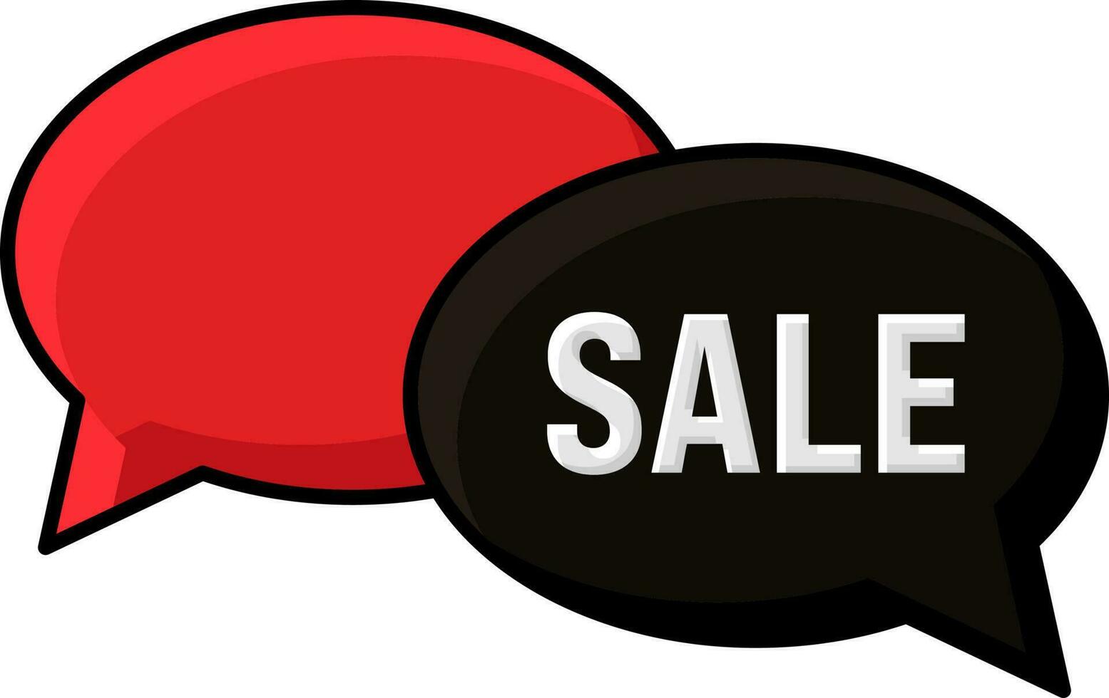 Isolated Sale Chat Bubble Icon In Red And Black Color. vector