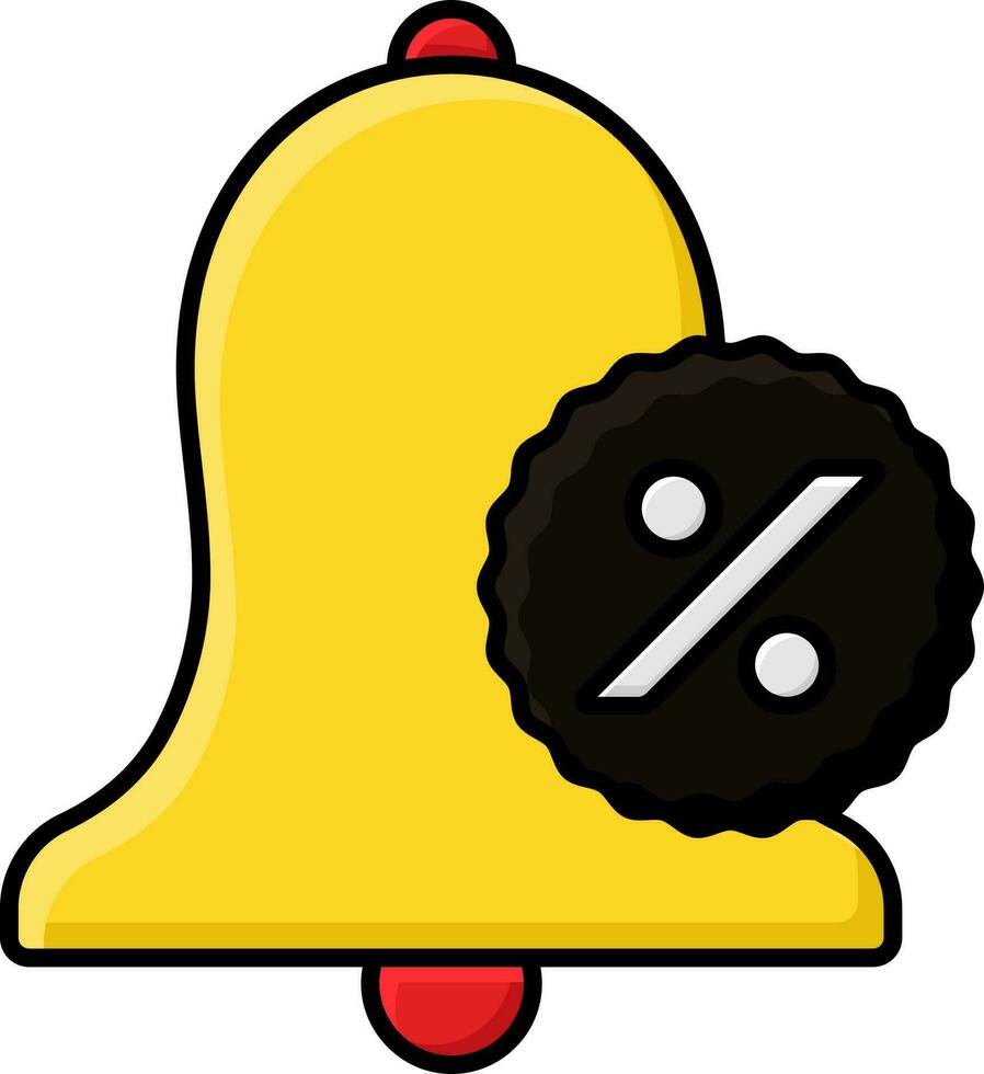 Red And Yellow Bell Notification Discount Icon Or Symbol. vector