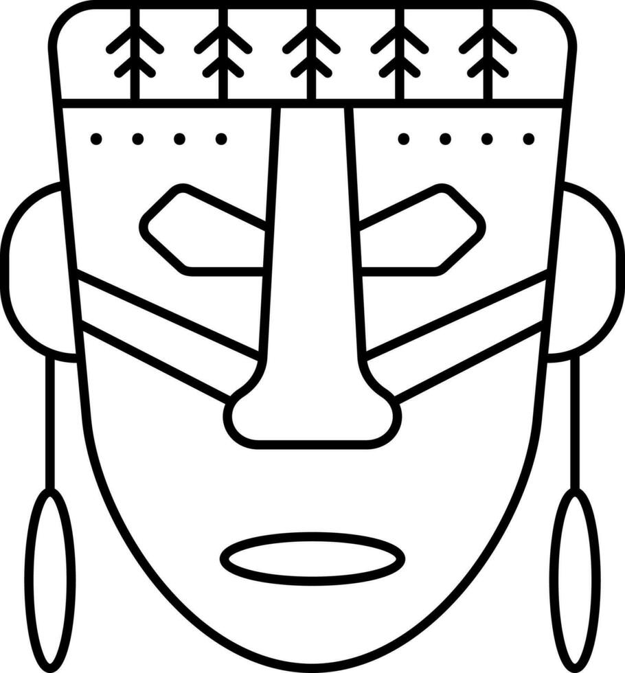 Aztec Man Face Icon In Line Art. vector