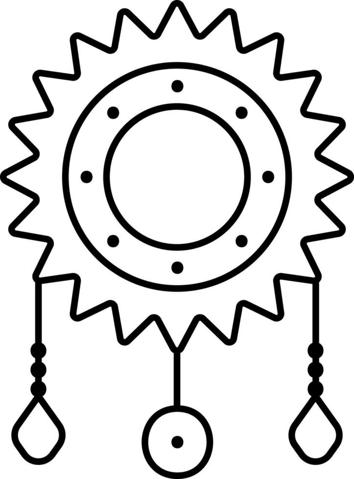 Illustration of Saw Dreamcatcher Icon In Black Outline. vector