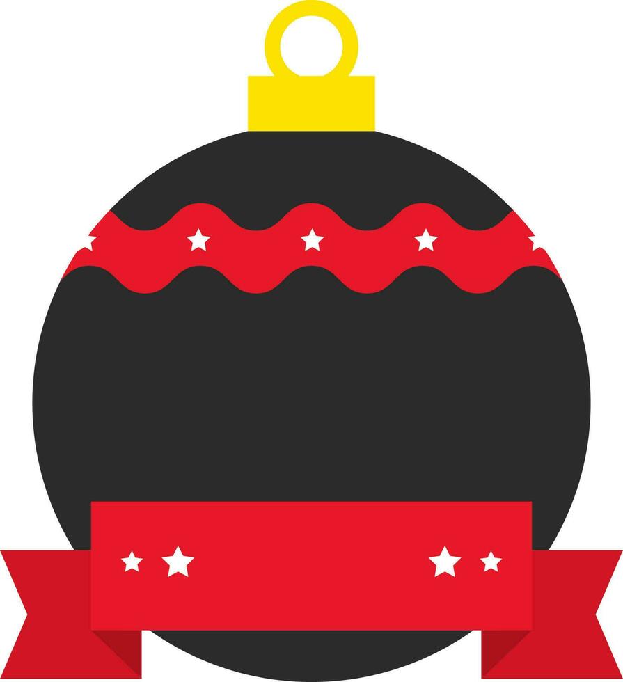 Blank Ribbon With Bauble Icon In Black And Red Color. vector