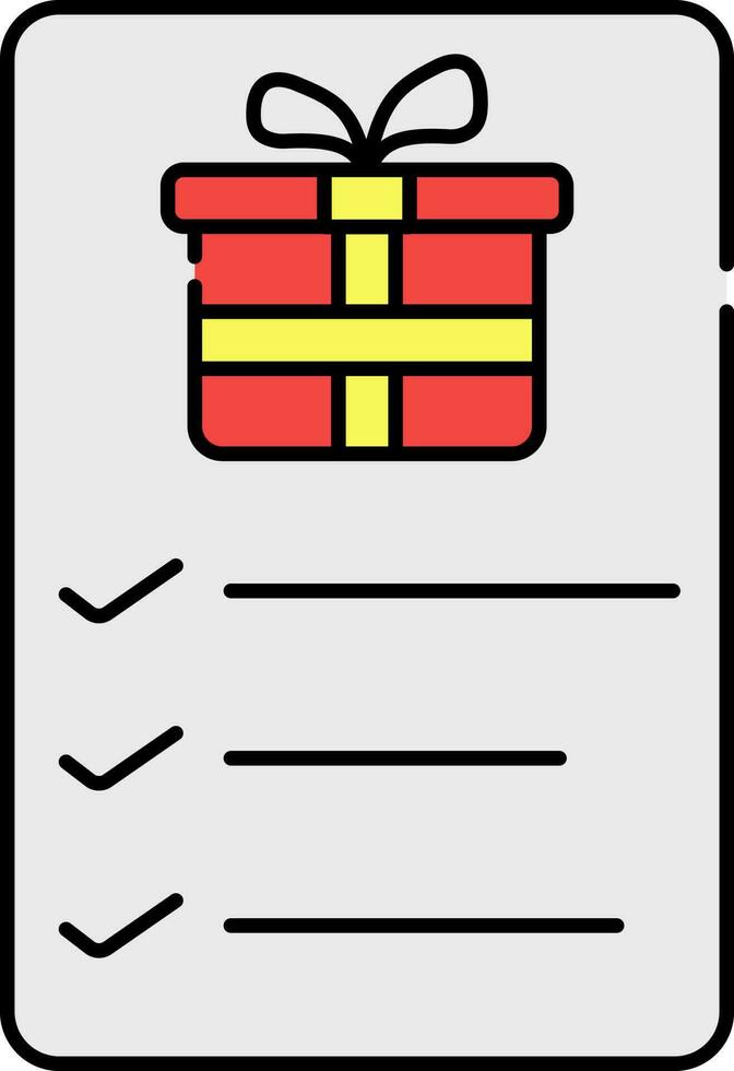 Gift Checklist Icon In Flat Style. vector