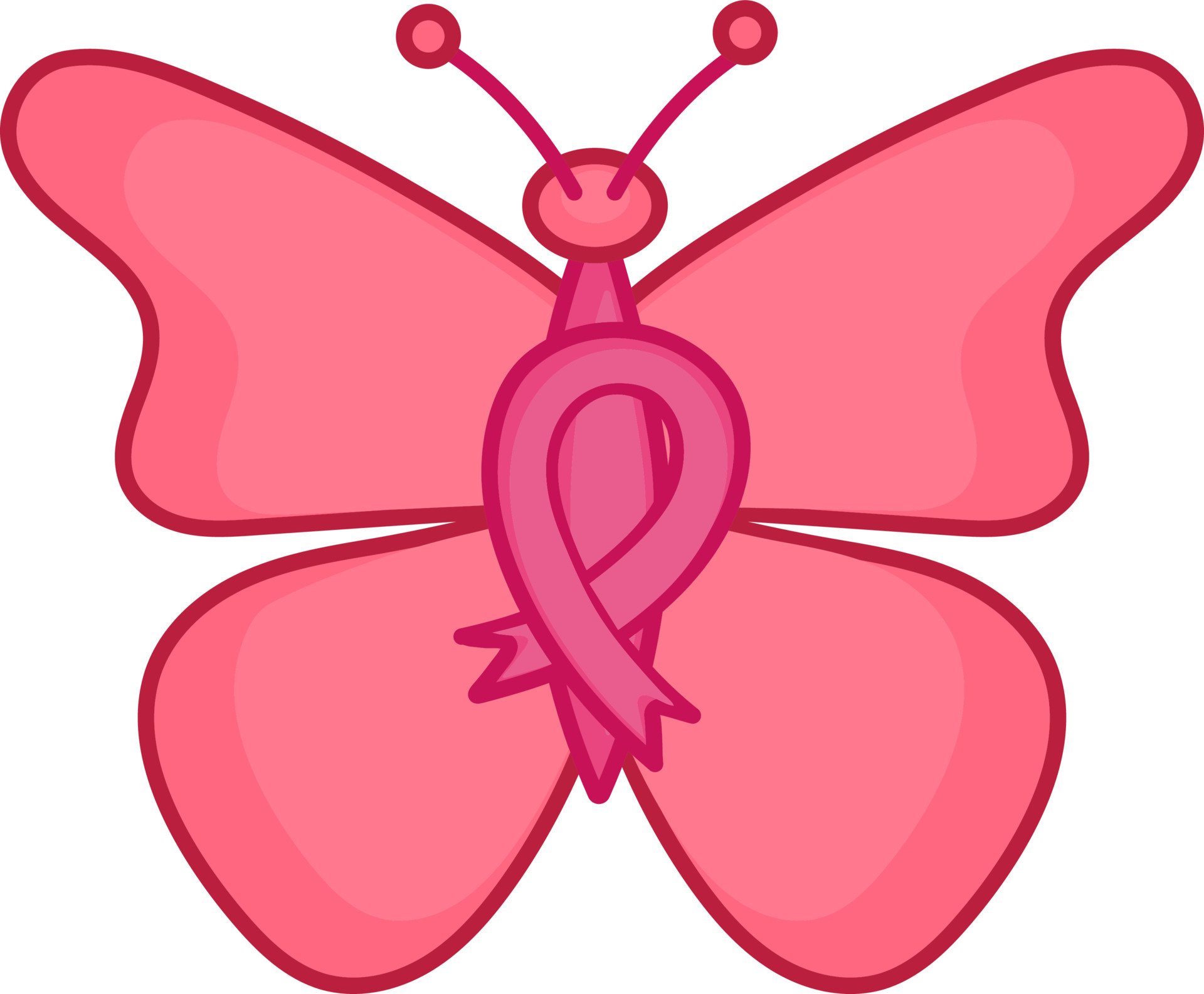 Awareness Ribbon With Butterfly Pink Icon. 24146116 Vector Art at Vecteezy