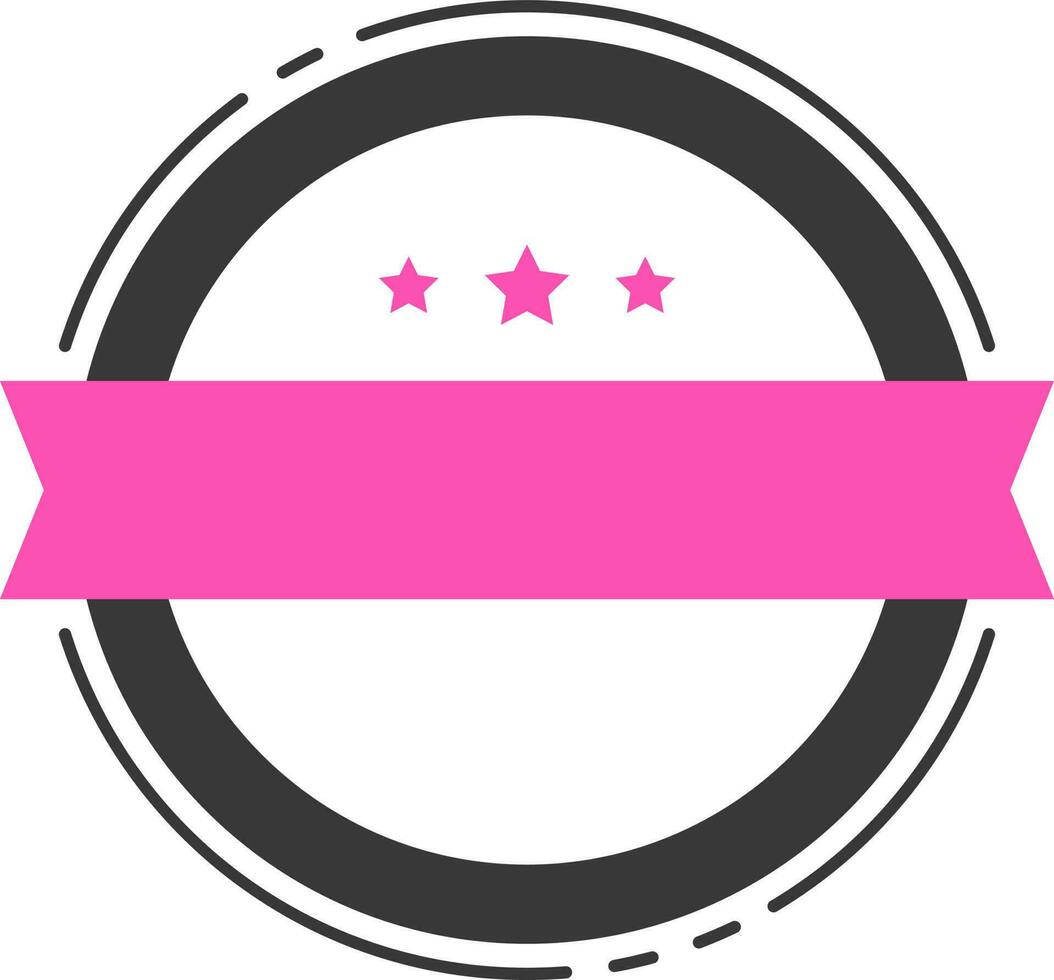 Blank Ribbon With Circle Icon In Pink And Black Background. vector