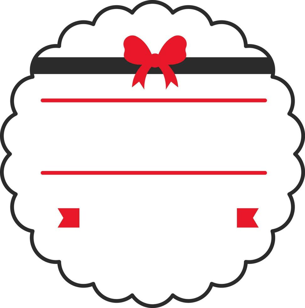 Bow Ribbon With Circle Frame Icon In Black And Red Color. vector