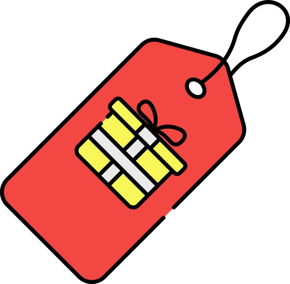 amarillo y rojo regalo bolso plano icono. vector