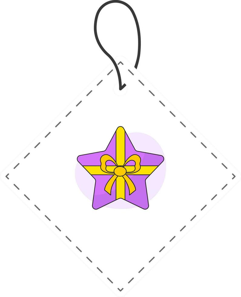 Top View Of Star Gift Box With Tag Or Label Design. vector
