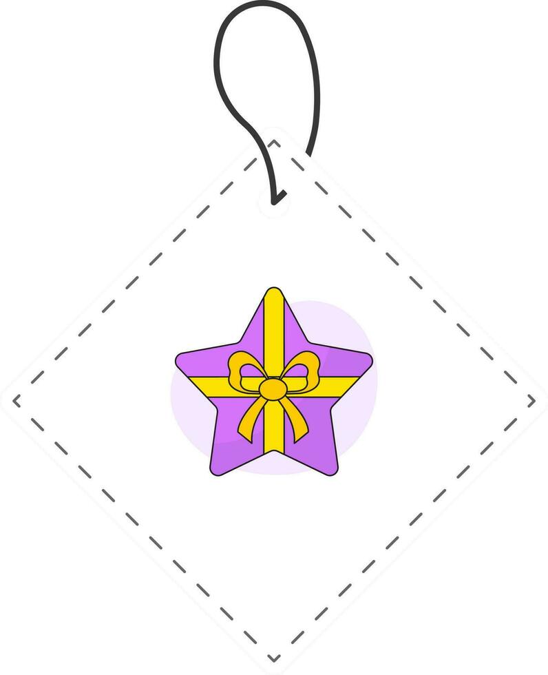 parte superior ver de estrella regalo caja con etiqueta o etiqueta diseño. vector