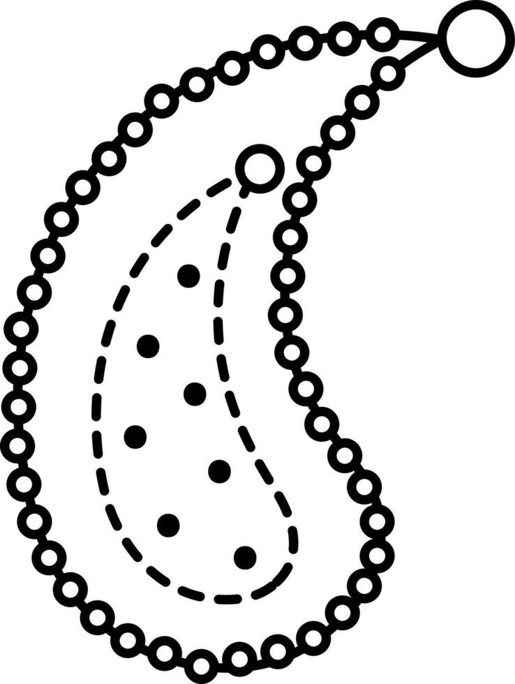 Flat Style Pearl Paisley Icon In Black outline. vector