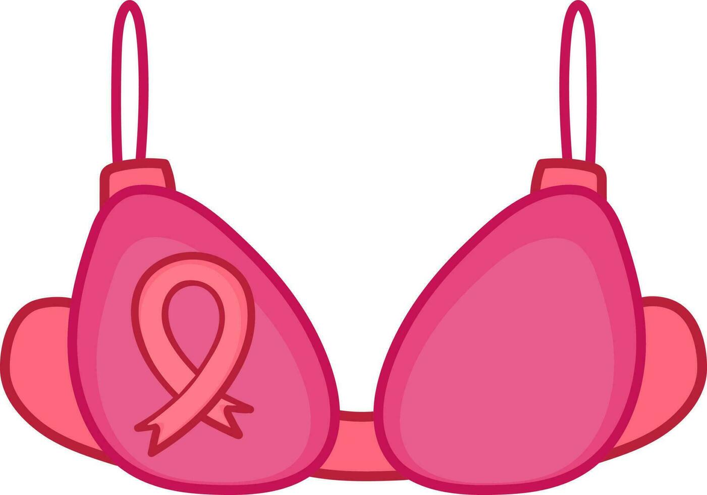 Awareness Ribbon With Bra Pink Symbol Or Icon. vector