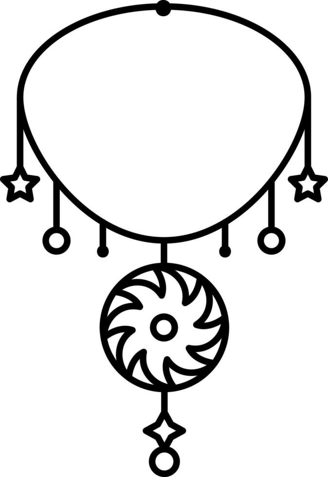 Saw Pendant Necklace Icon In Black Outline. vector