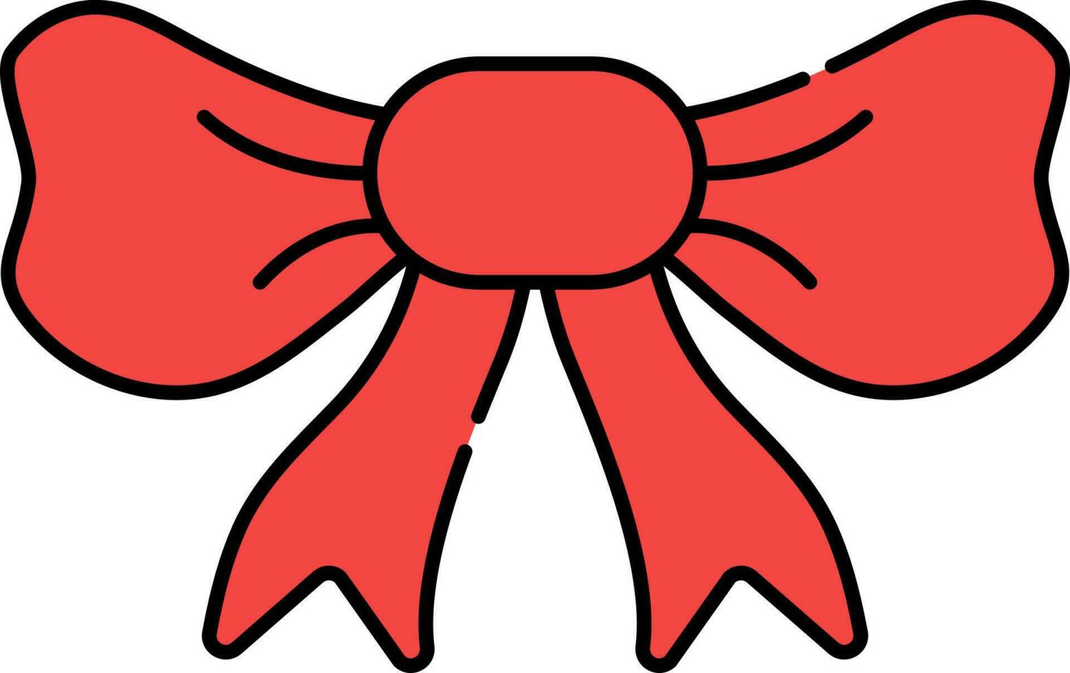 Red Bow Ribbon Icon In Flat Style. vector