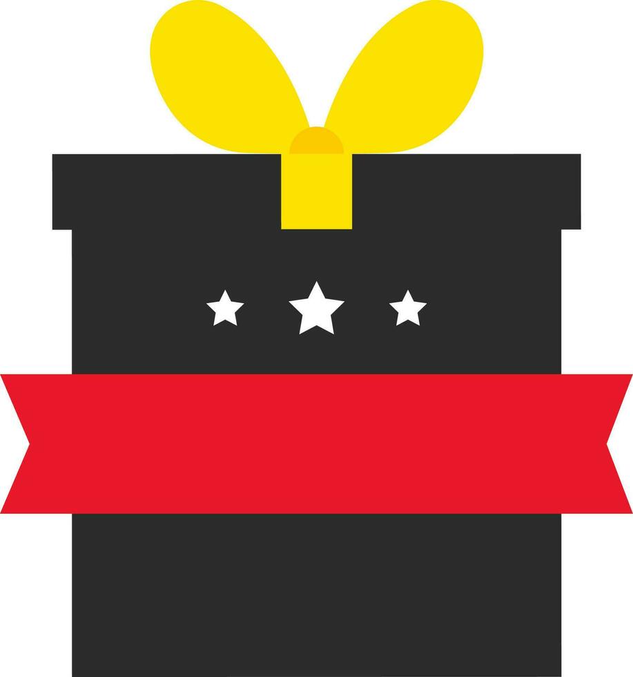 Red Blank Ribbon With Three Star And Gift Box Icon. vector
