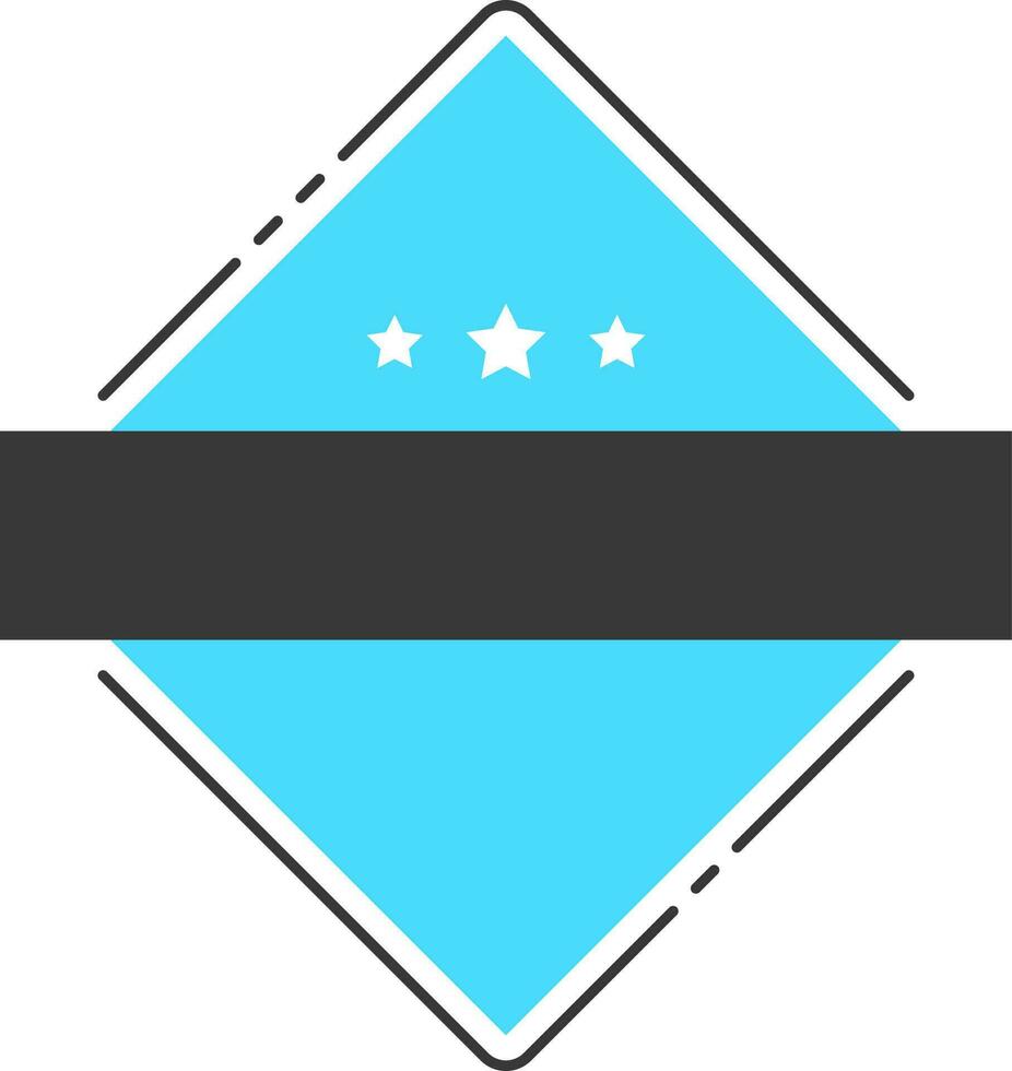 Blank Ribbon With Rhombus Shape Element In Black And Blue Color. vector