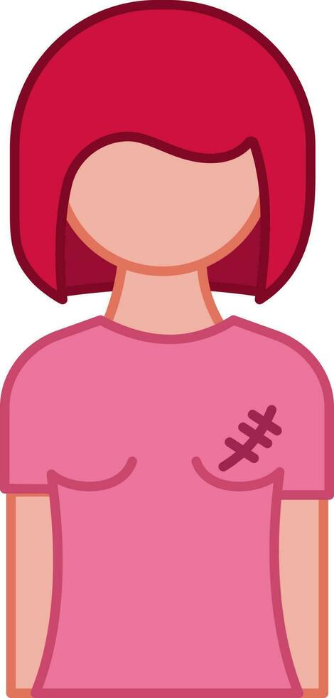Mastectomy Woman Cartoon Character Flat Vector. vector