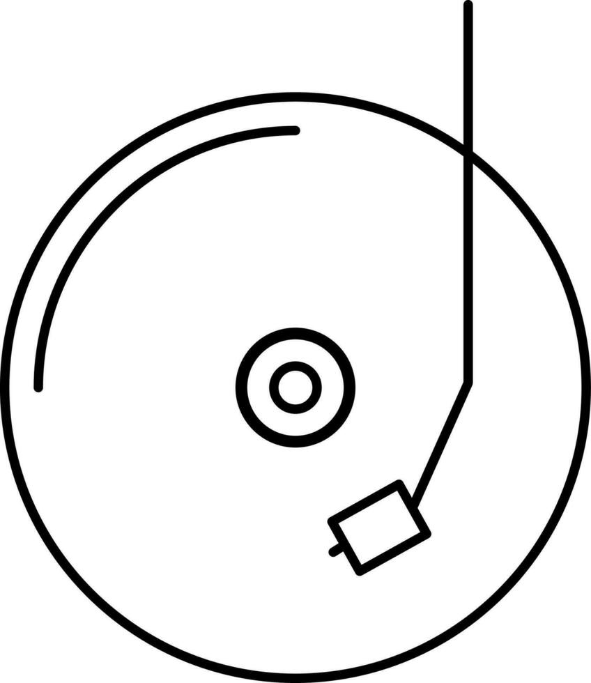 Vinyl Record Or Disc Icon In Black Line Art. vector