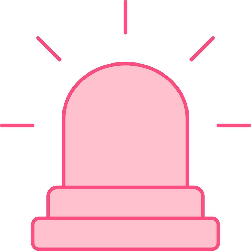 Pink Emergency Siren Icon In Flat Style. vector