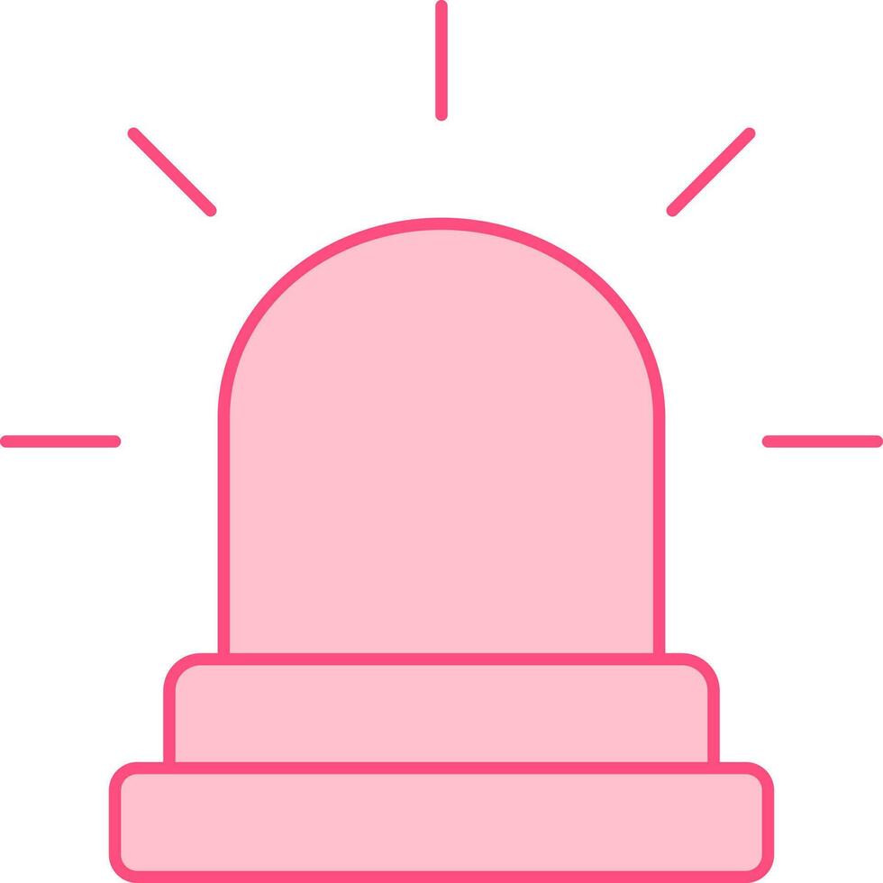 Pink Emergency Siren Icon In Flat Style. vector