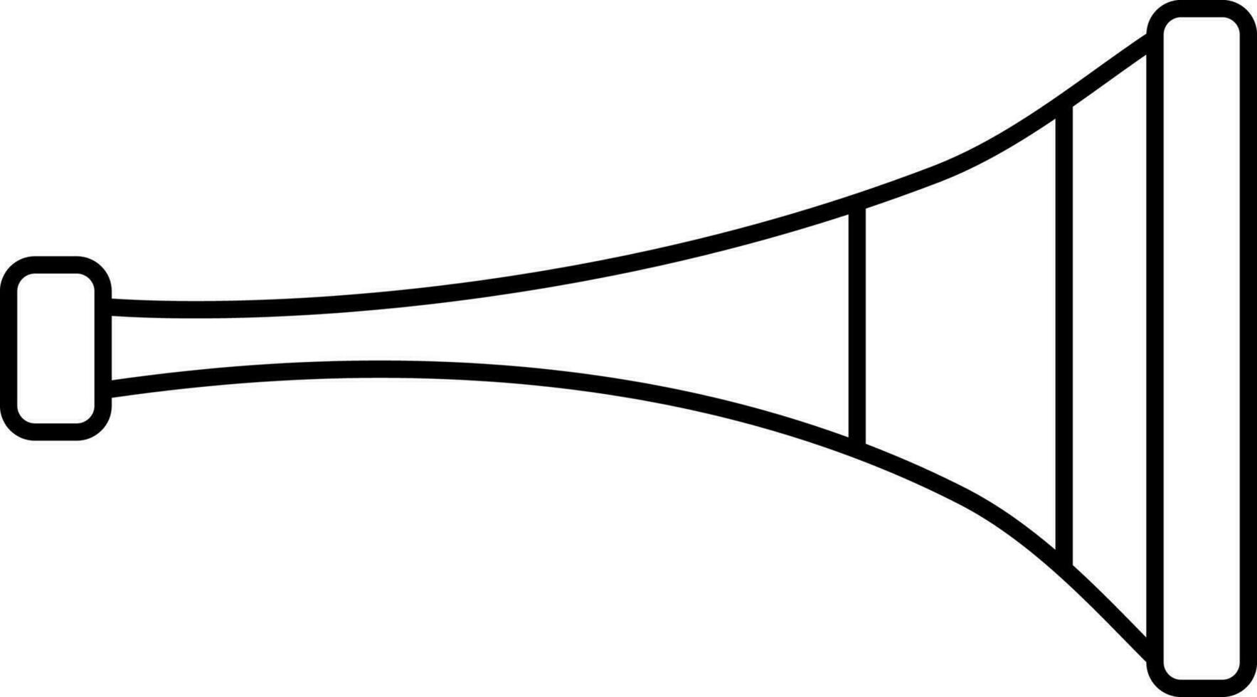 negro línea Arte vuvuzela o cuerno icono en plano estilo. vector
