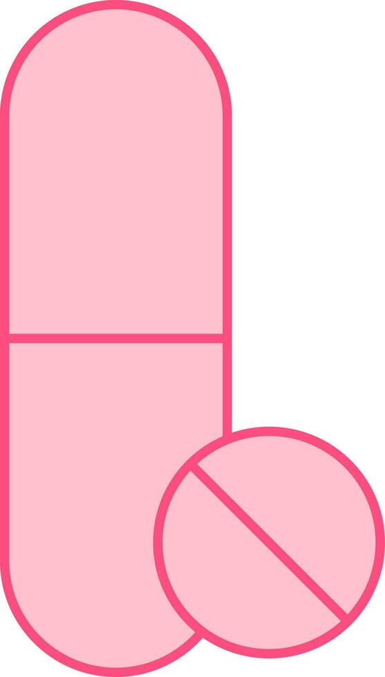 Pink Illustration Of Pills Icon In Flat Style. vector