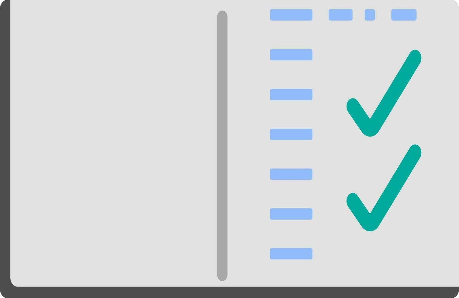 Green Check Mark Notebook Icon In Flat Style. vector