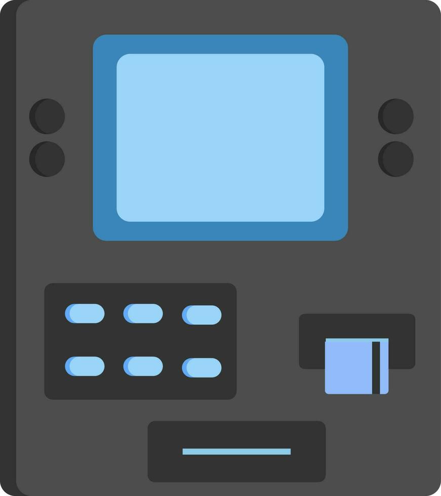 Cajero automático máquina icono en azul y negro color. vector