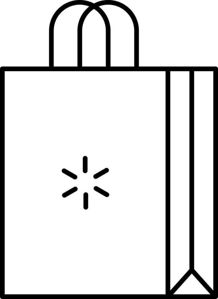 Shopping Or Carry Bag Icon In Black Line Art. vector