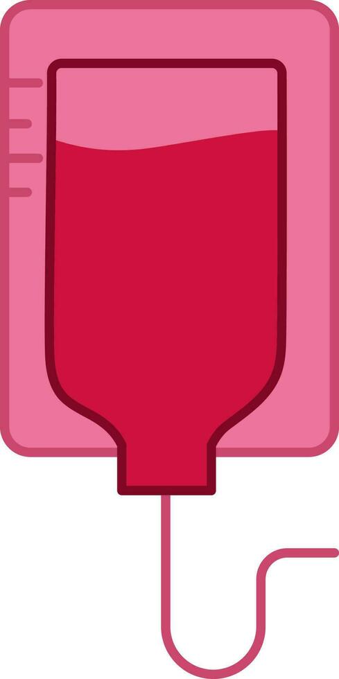 Flat Blood Transfusion Icon In Red And Pink Color. vector