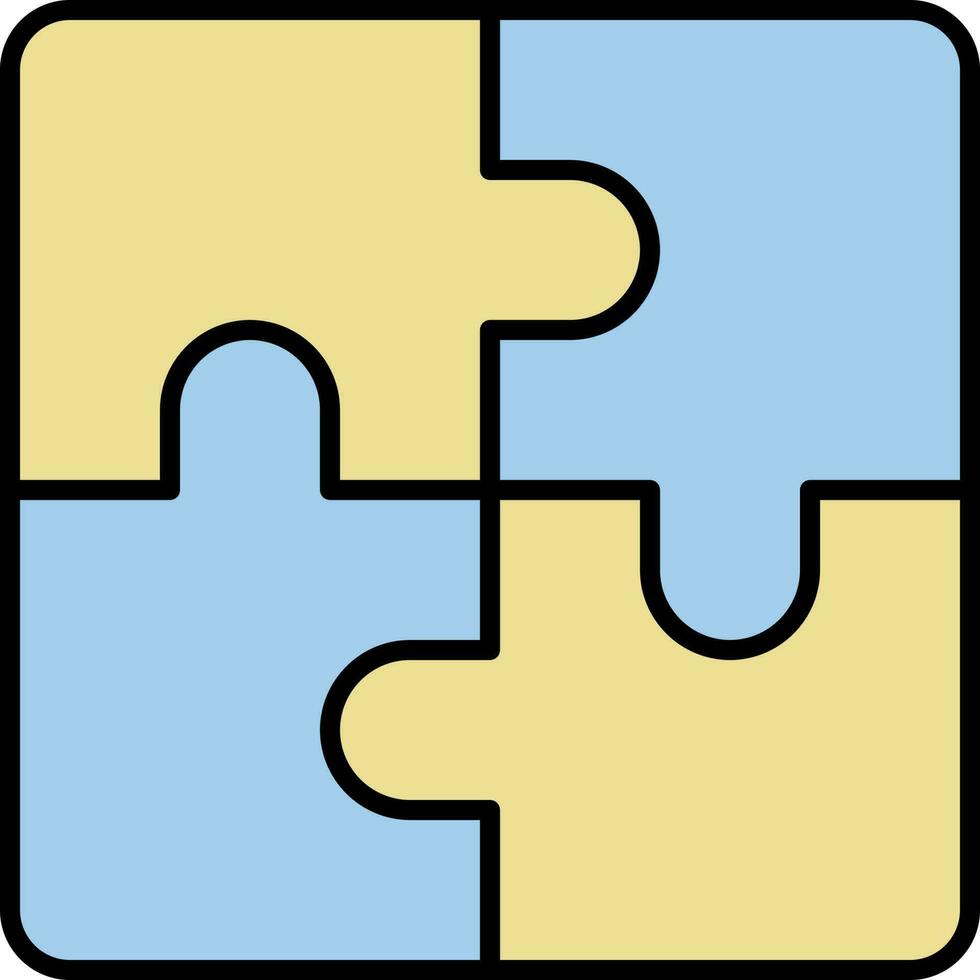 Jigsaw Puzzle Icon In Blue And Yellow Color. vector
