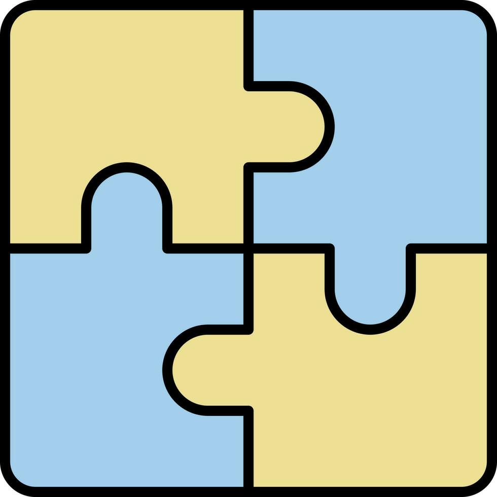 Jigsaw Puzzle Icon In Blue And Yellow Color. vector