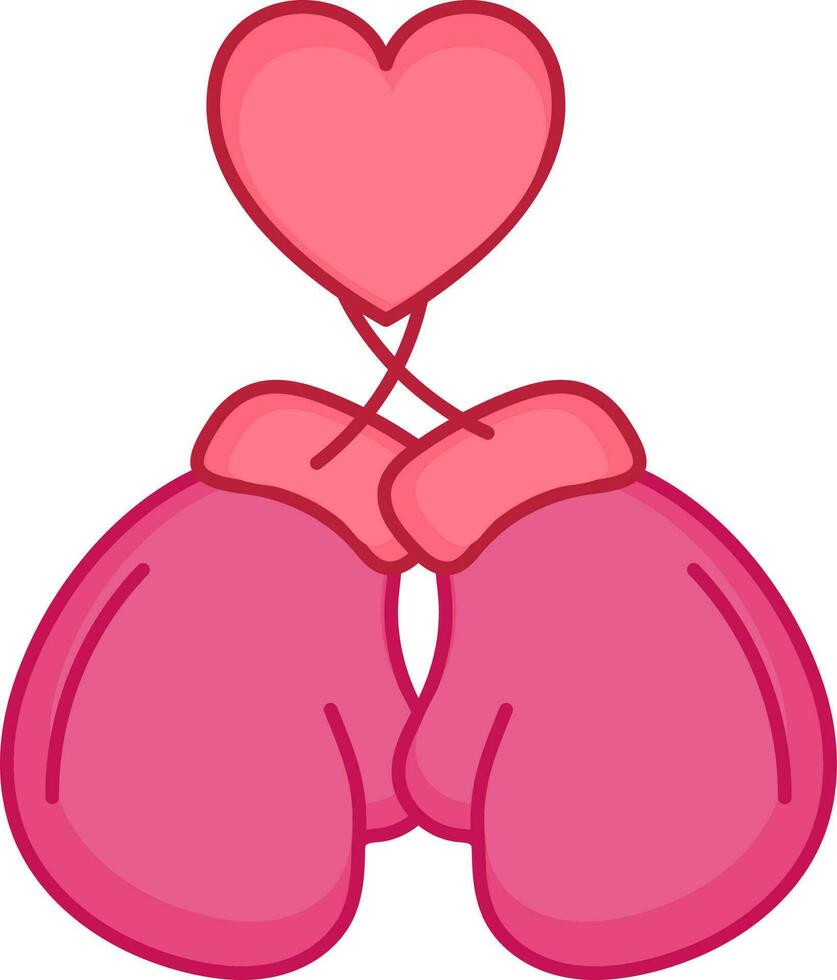 Flat Heart With Boxing Glove Pink Icon. vector