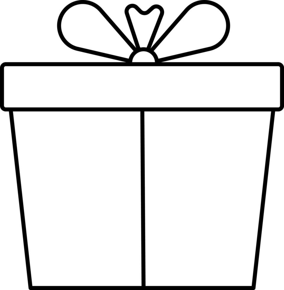 Black Line Art Gift Box Icon In Flat Style. vector