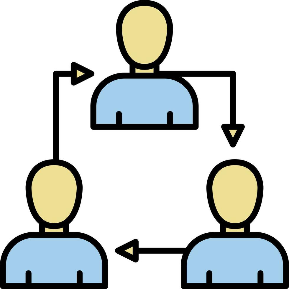 Teamwork People Icon In Blue And Yellow Color. vector