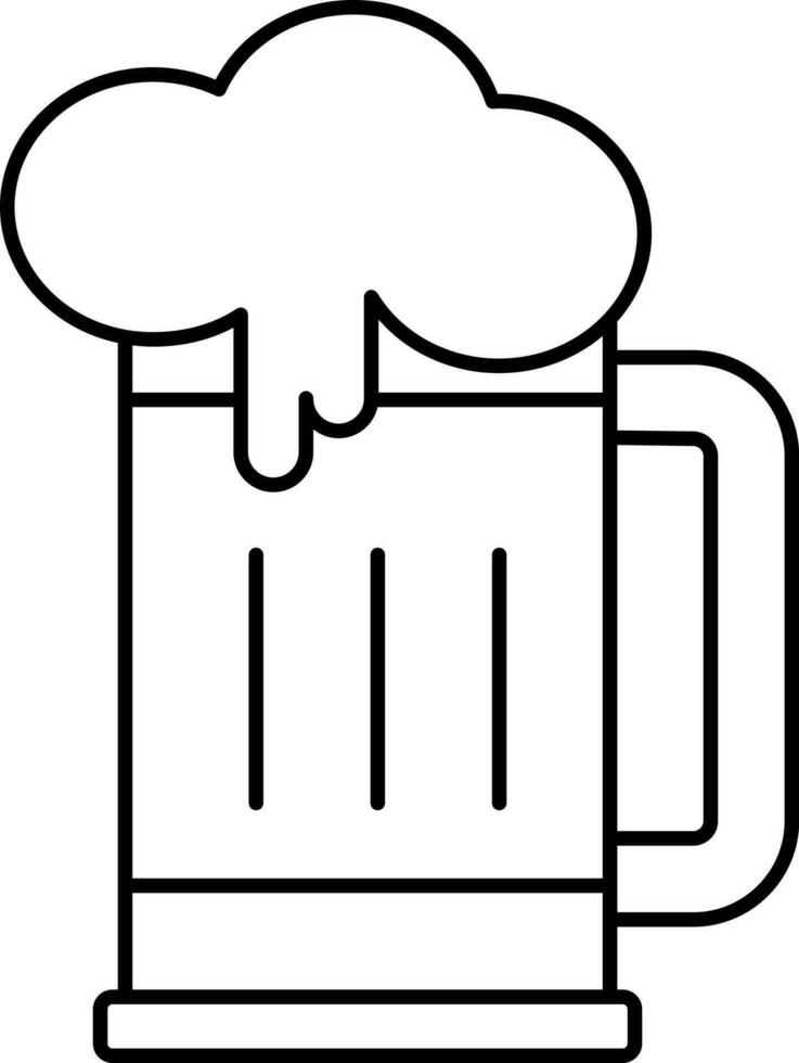 Beer Mug Icon Or Symbol In Black Thin Line. vector