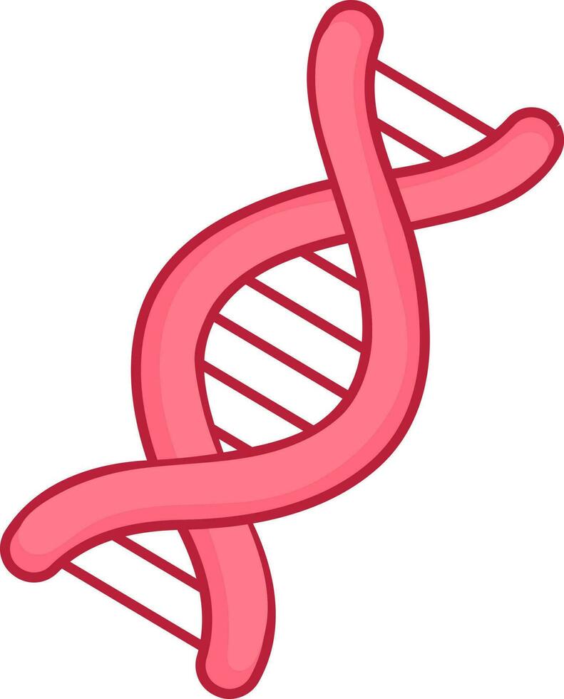 Flat Style Dna Structure Icon In Pastel Red Color. vector