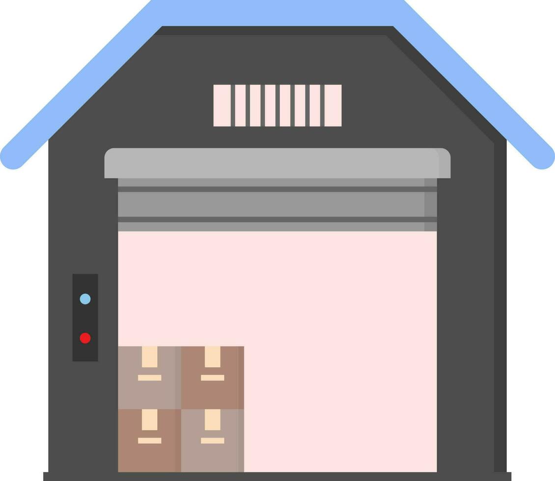 Colorful Warehouse Icon In Flat Style. vector