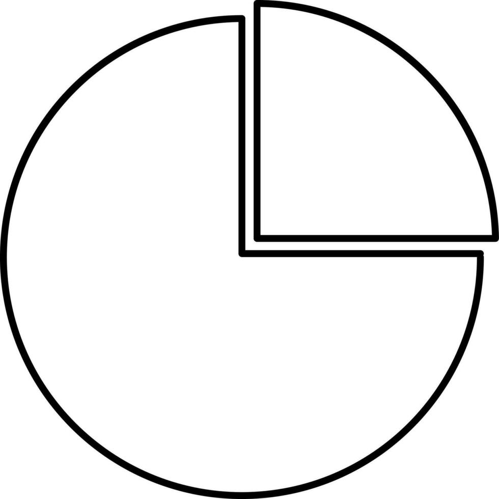 Two Part Pie Chart Icon In Black Outline. vector