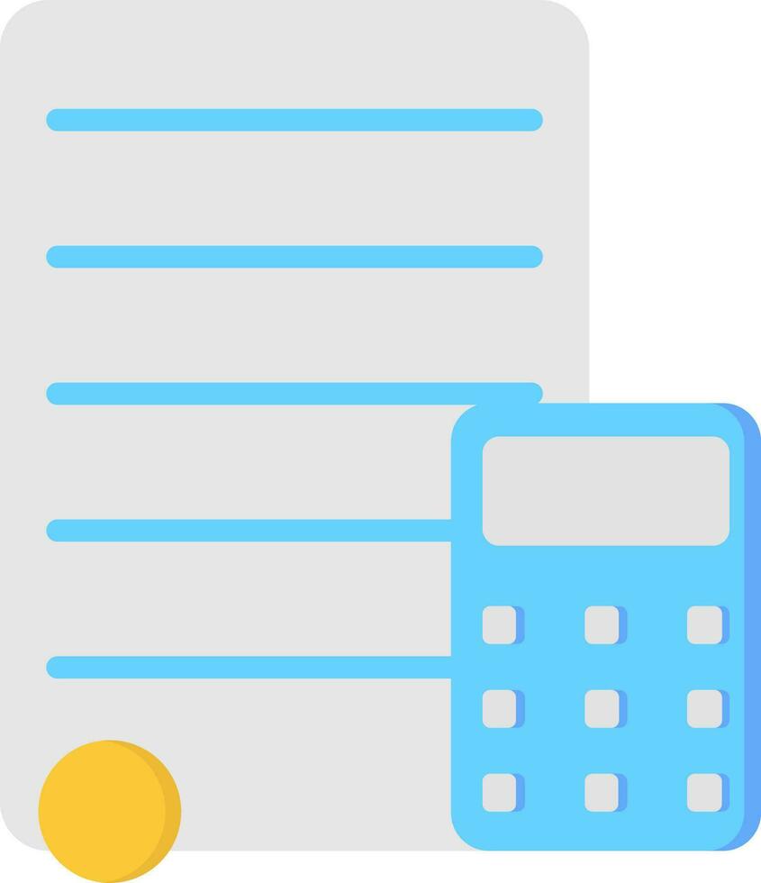 Financial Paper And Calculator Icon In Blue And Gray Color. vector