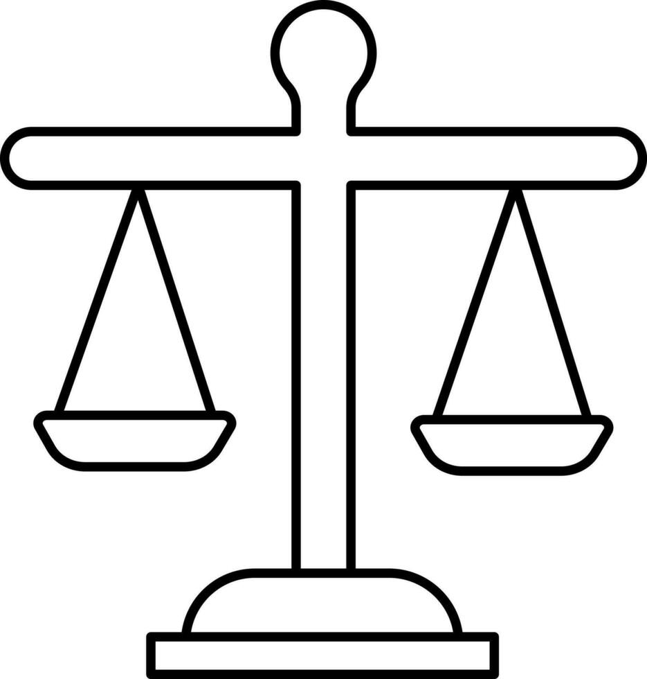 Black Linear Style Balance Scale Icon Or Symbol. vector